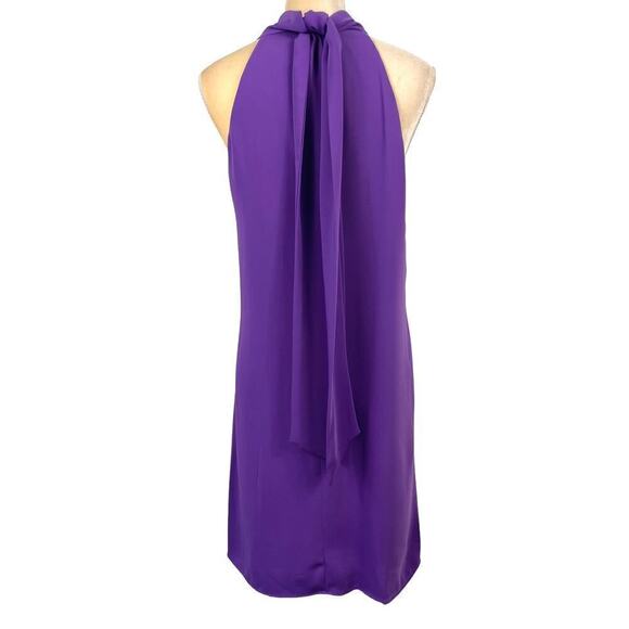 Mango Halter Neck Bow Dress Size 12 Purple Mini Cocktail Party Office Career - Picture 7 of 13